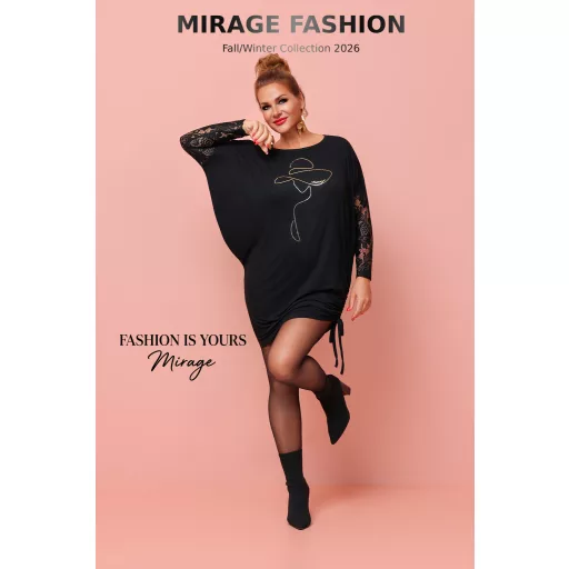 Mirage Wodena csipkebetétes tunika, fekete