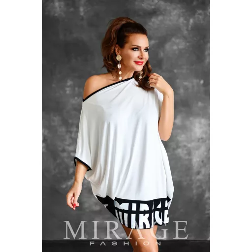 Mirage Alíz asszimetrikus tunika, fehér-fekete