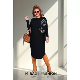 Mirage Piké bő pamut tunika, fekete