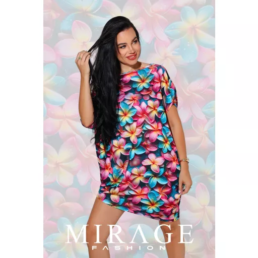 Mirage Enya asszimetrikus tunika, virágos