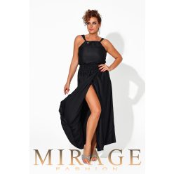 Mirage Grúzia silky szatén gumis derekú maxiruha, fekete