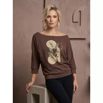 La Chére Britney denevér ujjú felső, csokibarna
