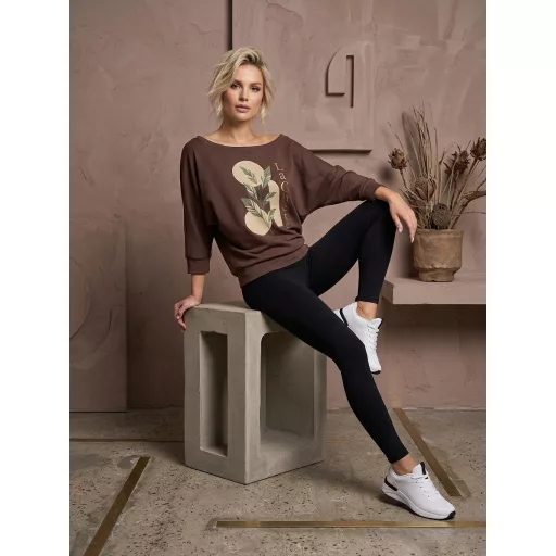 La Chére Britney denevér ujjú felső, csokibarna