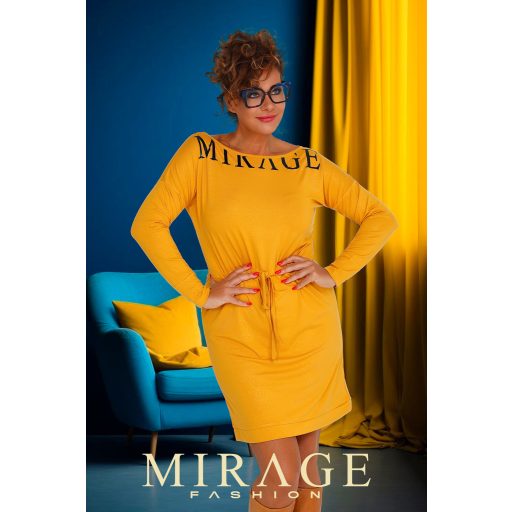 Mirage Music deréknál kötős ruha, okker sárga