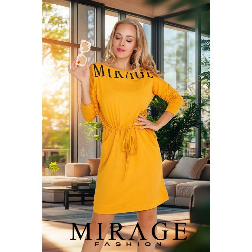 Mirage Music deréknál kötős ruha, okker sárga
