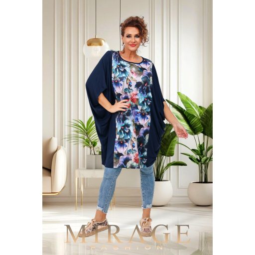 Mirage Piedro elől-hátul mintás tunika, virág mintás