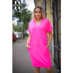 Rensix Alina V nyakú zsebes ruha, magenta