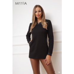 Manda Loréna anyagában mintás tunika, fekete