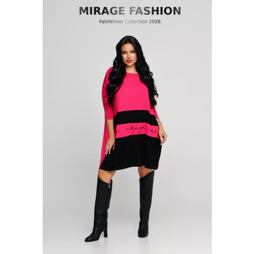 Mirage Malaga bő pamut tunika, pink-fekete