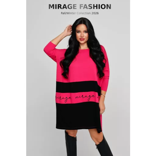 Mirage Malaga bő pamut tunika, pink-fekete