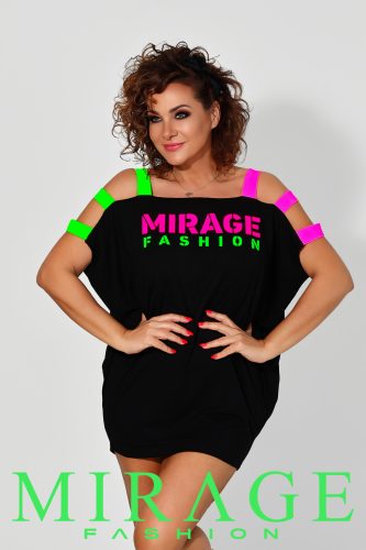 Mirage Shark vállán neon pántos tunika, fekete