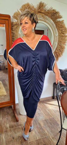 Fashion by Nono Fanni tunika, sötétkék-piros