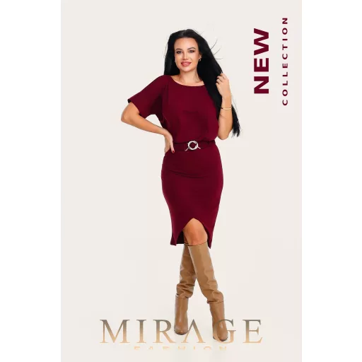 Mirage Bessi szabott szoknyás ruha, burgundi