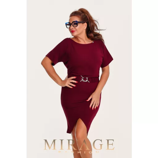 Mirage Bessi szabott szoknyás ruha, burgundi