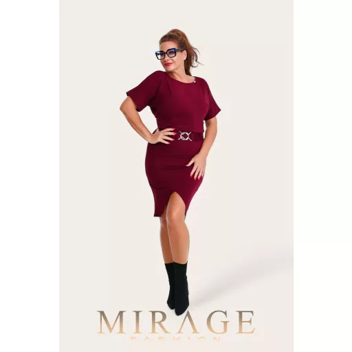 Mirage Bessi szabott szoknyás ruha, burgundi