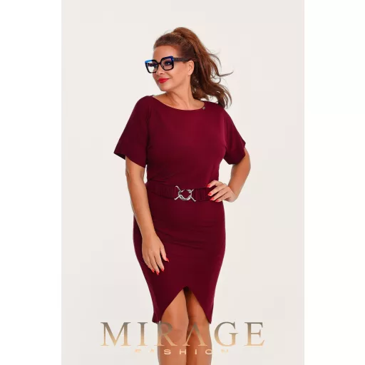 Mirage Bessi szabott szoknyás ruha, burgundi