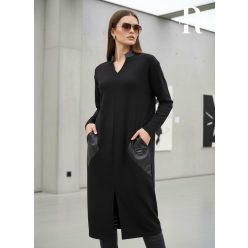 Rensix Fantom bőrbetétes hosszú ruha, fekete