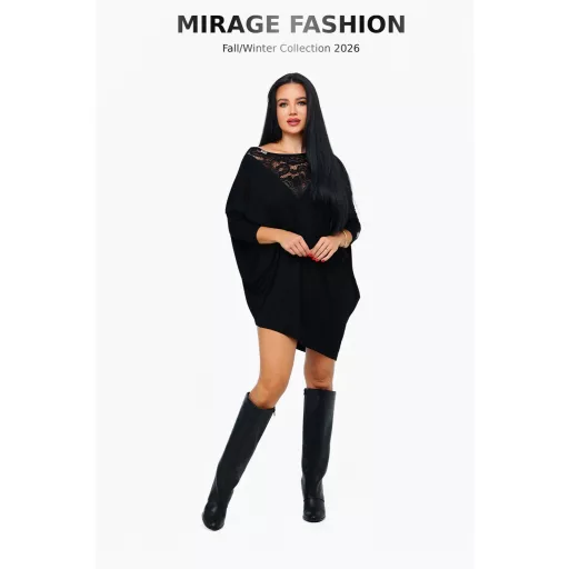 Mirage Debóra csipkebetétes tunika, fekete