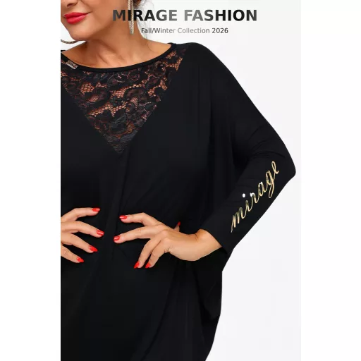 Mirage Debóra csipkebetétes tunika, fekete