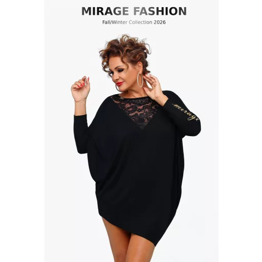 Mirage Debóra csipkebetétes tunika, fekete