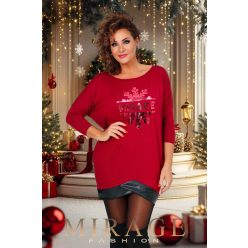 Mirage Rubin bőr aljú tunika, bordó