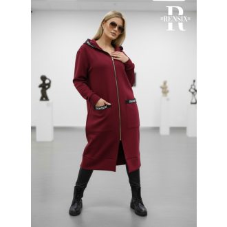 Rensix Navas arany zippes hosszú kardigán, burgundi