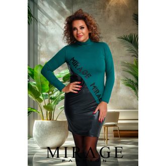 Mirage Margaret bőrbetétes ruha, smaragdzöld