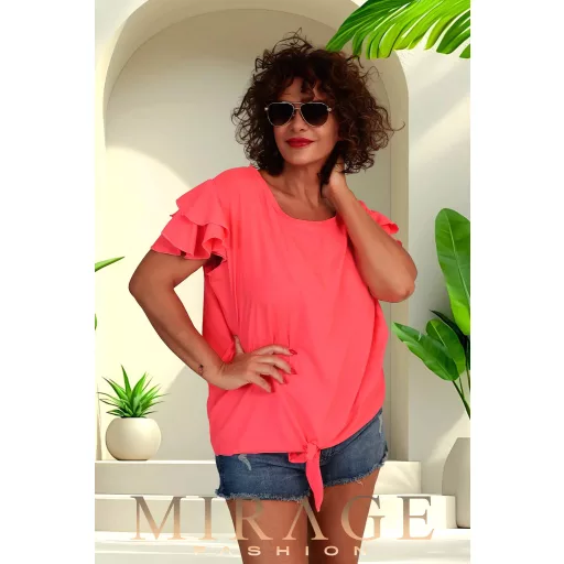 Mirage Plum fodros vállú felső, neon korall