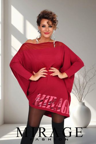 Mirage Kinga neccbetétes tunika, bordó