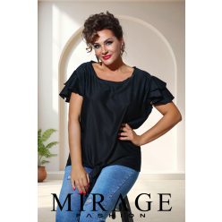 Mirage Mimóza fodros vállú, kötős felső, fekete