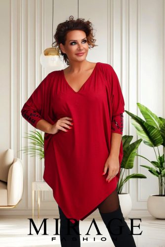 Mirage Torrent ék aljú öves tunika, bordó