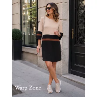 Warp Zone Leila viszkóz ruha, bézs-fekete