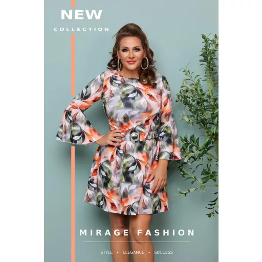 Mirage Zizi tölcsér ujjú ruha, leveles