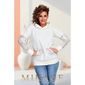 Mirage Chicago csipkebetétes pulóver, krém