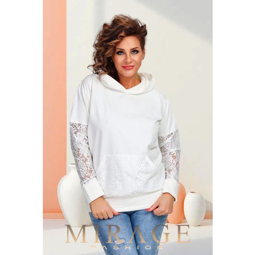 Mirage Chicago csipkebetétes pulóver, krém