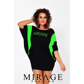 Mirage Leila betétes tunika, fekete-zöld
