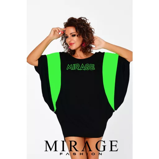 Mirage Leila betétes tunika, fekete-zöld