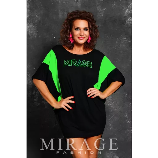 Mirage Leila betétes tunika, fekete-zöld