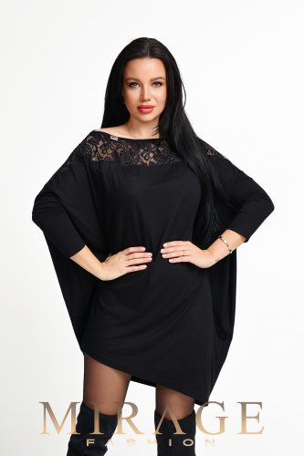 Mirage Song csipkebetétes tunika, fekete