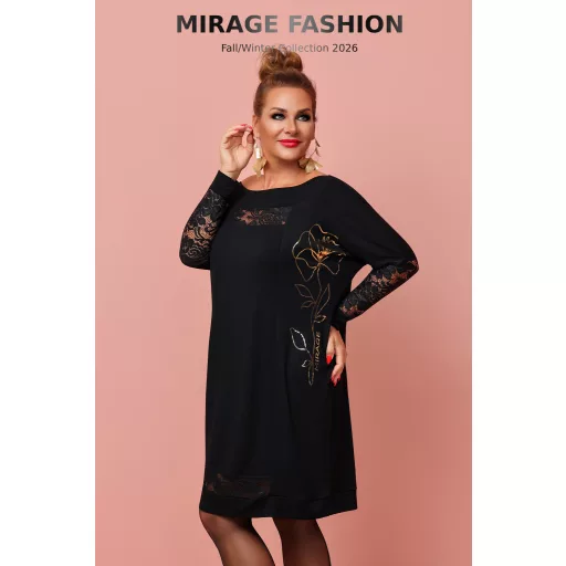 Mirage Amaretto csipkebetétes tunika, fekete