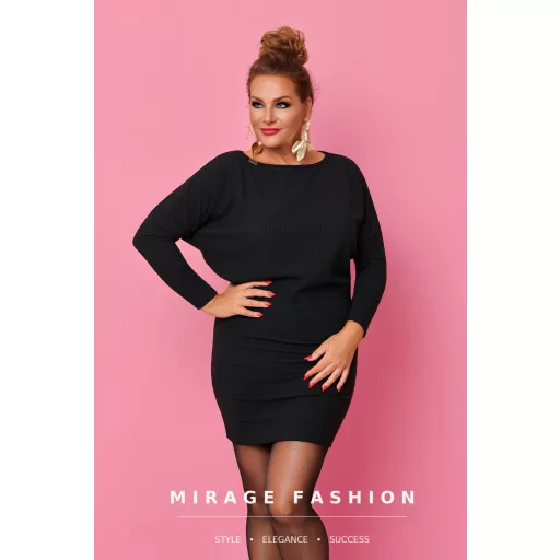 Mirage Mimi bordázott denevér ujjú ruha, fekete