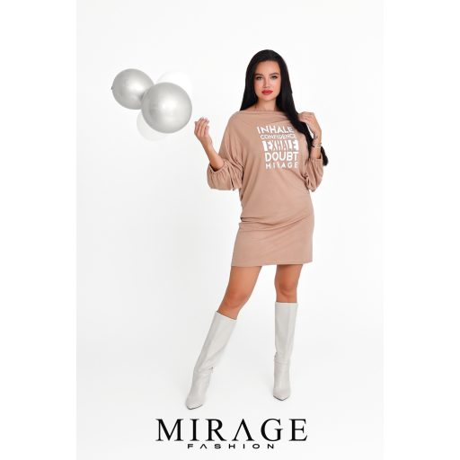 Mirage Vasilisa gumírozott ujjú ruha, bézs