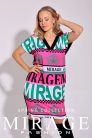 Mirage Alina V nyakú zsebes ruha, pink mintás