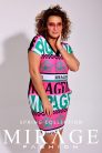 Mirage Alina V nyakú zsebes ruha, pink mintás