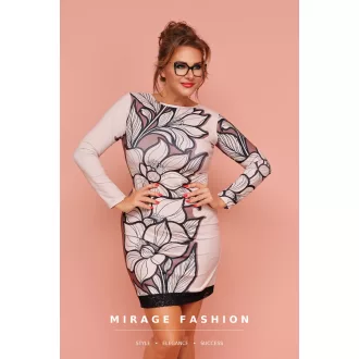 Mirage Linnie bordűr mintás ruha, bézs