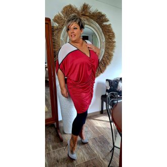 Fashion by Nono Fanni tunika, piros-fehér