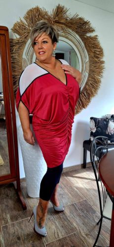 Fashion by Nono Fanni tunika, piros-fehér