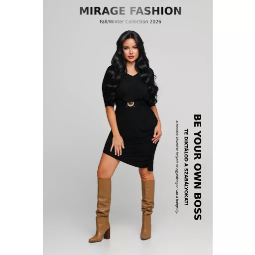 Mirage Trudy asszimetrikus öves pamut ruha, fekete