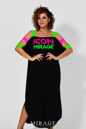 Mirage Icon vállán neon pántos maxiruha, fekete