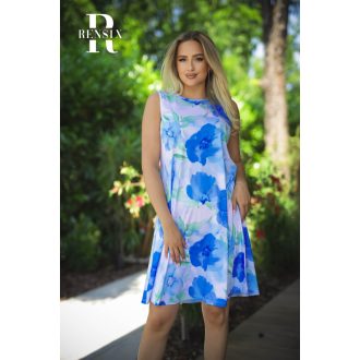 Rensix Serona A vonalú ruha, kék virágos
